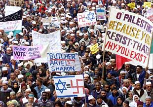 Manifestación en apoyo de la causa palestina en Ciudad del Cabo, en vísperas de  la conferencia sobre racismo.