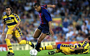 Rivaldo, en el partido ante el Parma del trofeo Joan Gamper.