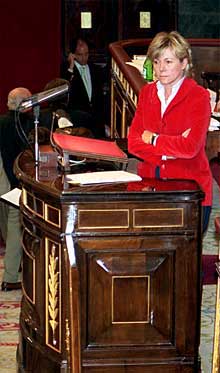 Pilar del Castillo durante su intevención de ayer en el Congreso de los diputados.