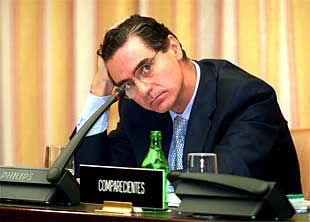 Antonio Alonso Ureba, en la sesión de ayer en la comisión parlamentaria del    caso Gescartera. 