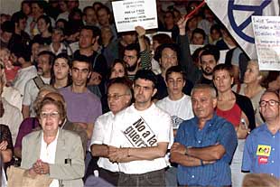 Aspecto de la manifestación de ayer en Barcelona.