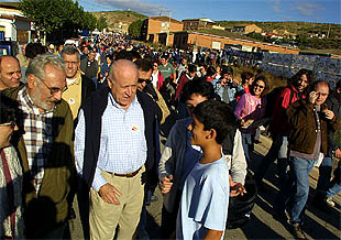 El presidente del PNV, Xabier Arzalluz, ayer en Lodosa (Navarra).