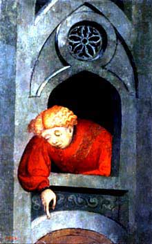 Fragmento del retablo de Sant Andreu de la catedral de Barcelona que se exhibe en las salas de arte gótico del MNAC.