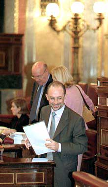 Cristobal Montoro, durante el debate de ayer en el Congreso.