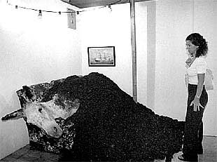 Una mujer contempla la obra  Hacia la isla , de Paco Mesa, incluida en  Generación 2001  en Barcelona.