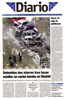 Imagen de la última portada de  Diario 16 .