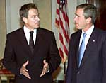 Rueda de prensa de Tony Blair y George Bush, tras la visita del primer ministro británico a la Casa Blanca el 8 de noviembre.