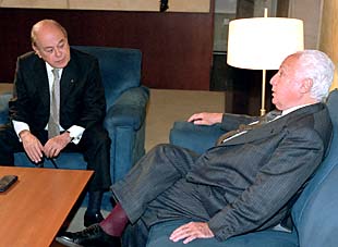 El presidente de la Generalitat, Jordi Pujol, durante su entrevista, ayer, con Jiménez de Parga.
