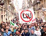 Manifestación en Barcelona contra la LOU.