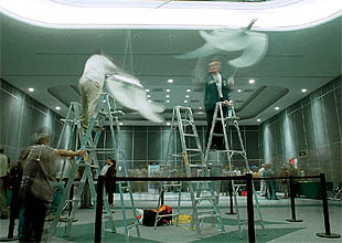    Los pájaros,  móvil del escultor brasileño Cleber Machado expuesto en Guadalajara.