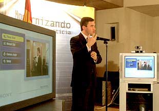 Ángel Acebes, durante la presentación del Plan de Implantación del Sistema de Videoconferencia para la Administración de Justicia.