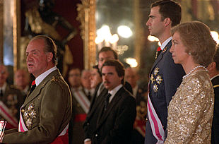 Los Reyes, el príncipe Felipe y José María Aznar, durante la celebración de la Pascua Militar.