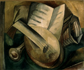 El cuadro  Los instrumentos musicales,  de 1908, de Braque (colección Claude Laurens), presente en la exposición.
