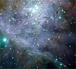 Región central de la nebulosa de Orión, uno de los  criaderos  de estrellas más activos, fotografiada con el VLT.