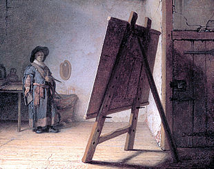  El pintor en su estudio,  pintado por Rembrandt en 1628 y expuesto en Amsterdam.