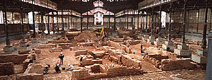 Vista general de las excavaciones en el Mercat del Born de Barcelona.