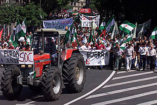 Manifestantes del Sindicato de Obreros del Campo (SOC), el pasado 1 de mayo en Sevilla.