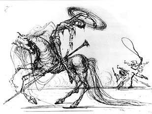 Ilustración de Salvador Dalí para una edición de  El Quijote. 