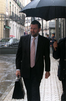 Mariano Rajoy, a su llegada ayer al Congreso.