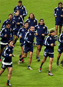 Los jugadores de Argentina, en un entrenamiento.