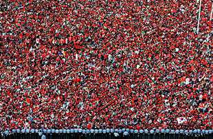 Una    marea roja  de aficionados surcoreanos invadió las plazas de Seúl en las que pudo seguirse el partido Corea del Sur-Portugal.