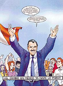 Imagen del cómic protagonizado por el presidente mexicano, Vicente Fox.