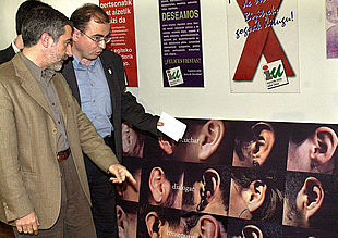 Llamazares y Madrazo, durante la campaña electoral vasca de 2001.