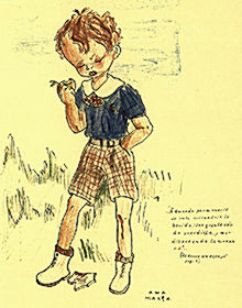 Eduardo, el principal personaje del cuento  Un trozo de espejo,  que Ana María Matute dibujó a los 12 años.