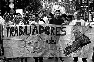 Manifestación de empleados de Opening la semana pasada en Barcelona.