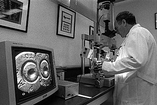 Un investigador analiza dos casquillos de bala.