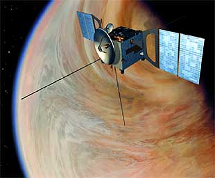 Ilustración de la misión científica europea  Venus Express. 