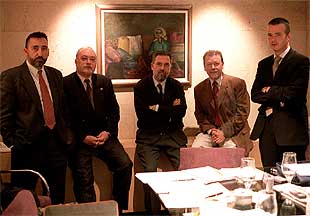 De izquierda a derecha, Rafael Fluiters (Jueces para la Democracia), José Manuel Suárez Robledano (Asociación Profesional de la Magistratura), Antonio Viejo (Asociación Francisco de Vitoria), José Antonio Martín-Caro (Asociación de Fiscales) y Antonio Camacho (Unión Progresista de Fiscales).