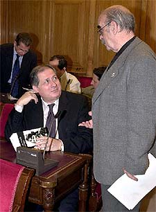 Felipe Alcaraz (IU) y José Antonio Labordeta (Chunta Aragonesista).