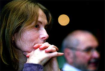 Isabelle Huppert, ayer, durante la presentación de  4.48 Psychose   en Girona.