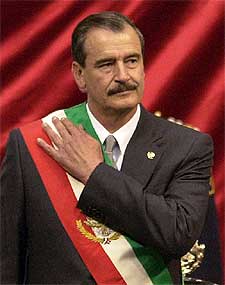 Vicente Fox, durante su toma de posesión como presidente de México.