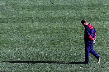 Van Gaal, en el entrenamiento de ayer.