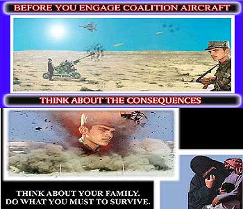 Imágenes de los folletos lanzados sobre Irak por las fuerzas aliadas. 