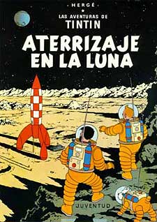 Portada de la llegada de Tintín a la Luna.