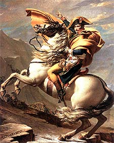 El cuadro    Bonaparte en el Gran San Bernardo,  de Jacques-Louis David (Museo Malmaison).