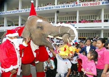 Papá Noel también viaja en elefante