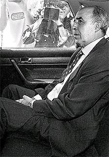 Rodríguez Galindo, cuando salió de la cárcel para declarar en junio pasado.