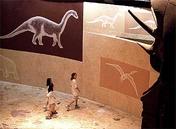 Una de las salas de exposición del parque Dinópolis, en Teruel.