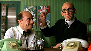 Pepe Viyuela (Filemón) y Benito Pocino (Mortadelo), en una imagen de    La gran aventura de Mortadelo y Filemón. 