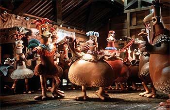 Imagen de la película dirigida por los realizadores británicos Peter Lord y Nick Park  Evasión en la granja. 