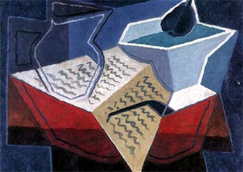 El óleo  La jarra sobre la carta,  de Juan Gris, pintado en 1926 (colección particular de Suiza).