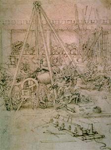  A cannon factory , dibujo de Leonardo, en el Museo Metropolitano de Nueva York.