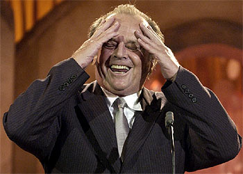 Jack Nicholson, el 17 de enero, cuando fue premiado por los críticos por su papel en  A propósito de Schmidt. 