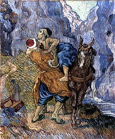 A la derecha, recreación de Van Gogh en 1881 de  El sembrador,  de Jean-François Millet (de 1850, a la izquierda), en el Museo Van Gogh de Amsterdam. Abajo,  El buen samaritano (según Delacroix) , pintado por Van Gogh en 1890.rnrn El buen samaritano (según Delacroix),  pintado por Van Gogh en 1890.