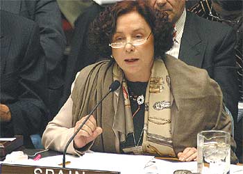 Ana Palacio, el viernes, durante su intervención ante el Consejo de Seguridad.
