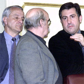 De izquierda a derecha, José Carlos Mauricio, José Antonio Labordeta y Joan Puigcercós.